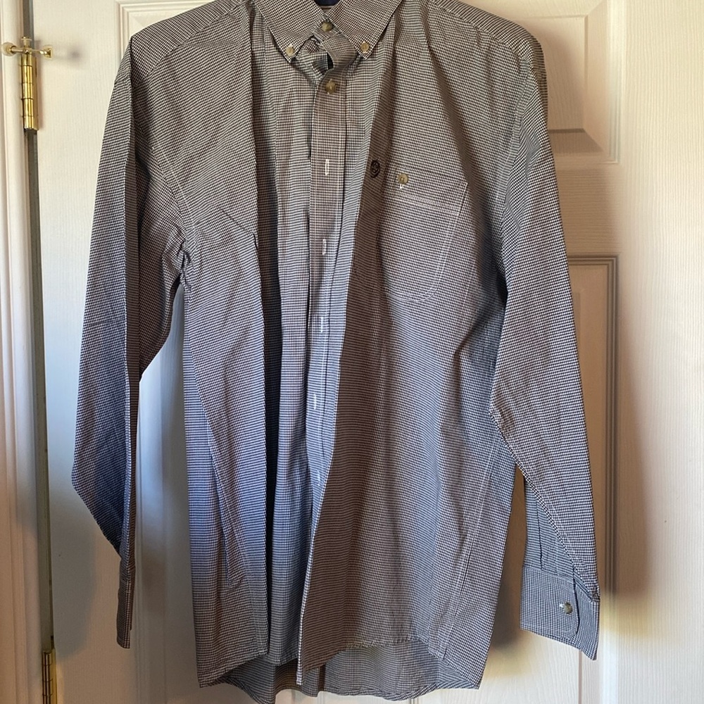 Wrangler George Strait long sleeve button down shirt Black white checkered Large